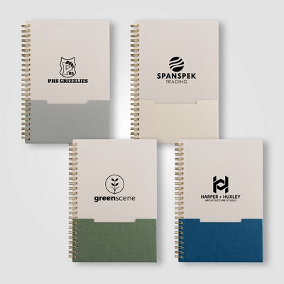 Lino FSC Paper Spiral Binding Vertical Pocket Notebook - A5 - Silkscreen